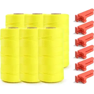 7200FT Line Nylon String#18 Braided Yellow - Construction String with Line Block for Plants Camping Gift Wrapping Masonry Projects