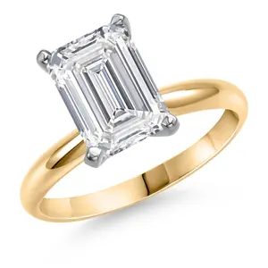 Gem Stone King 1-5 Cttw Emerald Cut Lab Grown Diamond Solitaire Engagement Ring For Women | 14K Gold | IGI Certified | D-E Color | VS1-VS2 Clarity | Available In Size 5, 6, 7, 8, 9