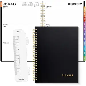 Academic Planner 2026-2027 – Weekly & Monthly Planner, July 2026 to June 2027, 6.4"x8.3", Thick Paper, Tabs, Pockets, Bookmark, Spiral-Bound Organizer for Student Teacher, Black