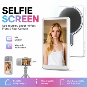 Magnetic Phone Selfie Monitor Screen, Wireless Back Camera Selfie Monitor,Compatible with iPhone and Android,Rear-Facing Camera for Live Streaming, Selfies, and Vlogs,Lightweight and compact outdoorfun