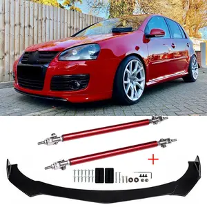 Front Bumper Lip Splitter Spoiler Body Kit + Strut Rods For For VW Golf MK5 GTI