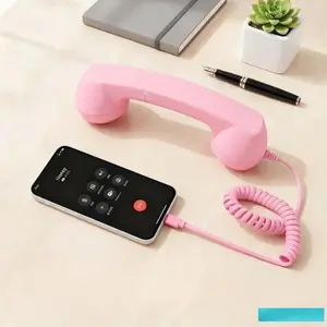 Retro Phone Handset with Type-C - Simple Touch Button Mobile Receiver Accessory for Phone Meetings & All Smartphones