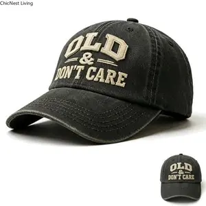 Vintage Distressed Old & Don’t Care Cap, Old & Don’t Care Classic Dad Hat, Adjustable Funny Baseball Cap