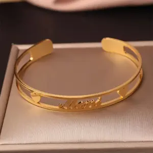 New 2026 Customized Name Multi Style Women's Bracelet Stainless Steel Open Personalized Name Couple Waterproof Bracelet Christmas Gift for love