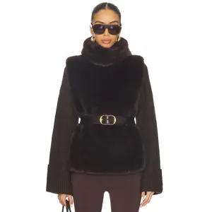 Susanna Chow Laurelle Faux Fur Vest in Brown