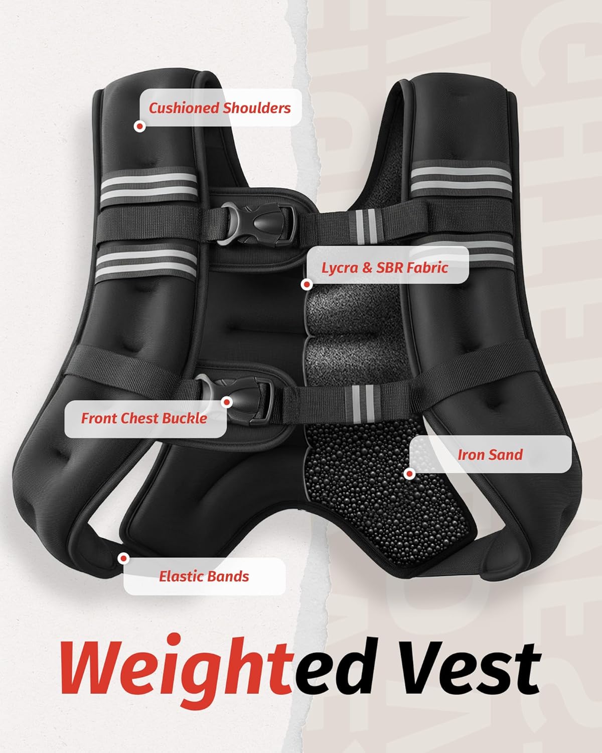 Weighted Rucking Vest - Men's, Women's Workout Gear with 8lbs-25lbs Options, Detachable Phone Pouch for Walking, Weight Training, Weighted Vest