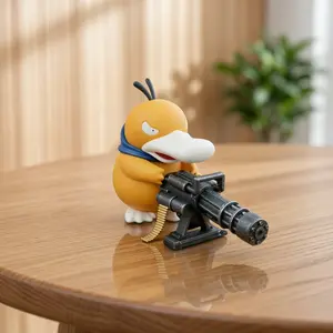Gangster Gatling Bandit Duck Ornament, 5.11*3.93in Creative Domineering Prank Figurine, No-Trace Glue, Waterproof Sunproof, Suitable for Living Room & Office Desk Decor, Bandit Duck Length 5.11* Height 3.93In