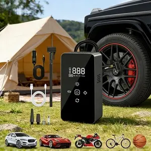 Upgraded Portable Tire Inflator, 150 PSI Cordless Air Compressor, Digital Pressure Gauge, Auto Shut Off Function, LED Light, Long Lasting Battery