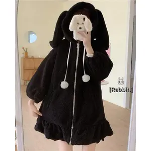 Rabbit. Kawaii Anime Bunny Ear Hoodies For Women Sweet Lovely Fuzzy Fluffy Rabbit Sweater Tops Cosplay Jacket Coats Cute Kawaii Bunny Hoodie Jacket Coats for Women Fuzzy Fluffy Rabbit Hooded Sweatshirt Outwear