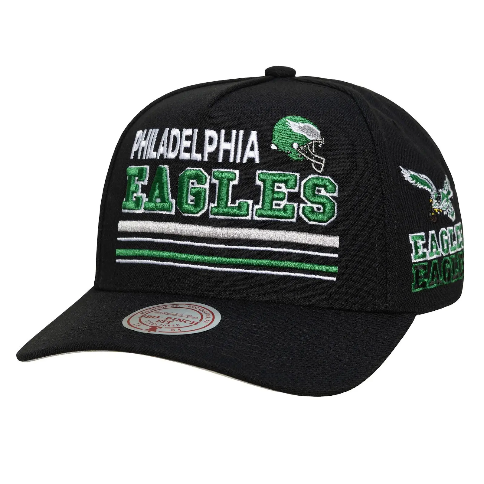 Philadelphia Eagles Black Triple Check Pro Snapback Hat