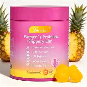 Her Juicy Women Probiotics 60ct | Hawaiian Pineapple Gummies, Slippery Elm & Prebiotics Blend for Feminine pH Balance, Dryness Relief & Gut Health
