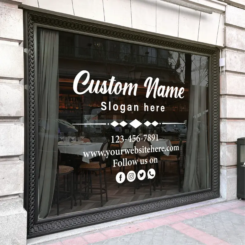 Customizable Business Window Decal | Office Door Sign | Personalized Company Name Sign for Retail, Shop, Offices