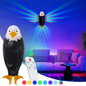 RGB Eagle Wall Light Color Changing LED Magnetic Night Lamp, Rechargeable No Drill Wall Decor Light for Bedroom & Gaming Room Ambient Mood Lighting