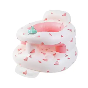 Baby Chair with Fence & Built in Air Pump, Inflatable Baby Seat for Babies 3-36 Months, Blow Up Floor Baby Seat with Back Support, Inflatable Baby Chair Sit Me Up for Home, Travel