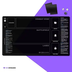 Newcomer Playmat with Zones (Commander Version) - Magic the Gathering EDH Rookie MTG Player Learning Gift Accessories Card Mat
