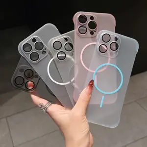 Semi-enclosed borderless thin ring magnetic attraction is suitable for 16Promax mobile phone case, ultra-thin iphone15 frosted 14 simple 15pro all-inclusive lens 16 protective cover.