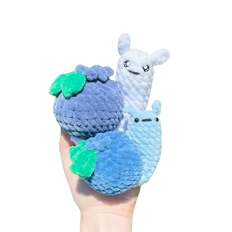 Plush blueberry snail decor fruit stuffed animal emotional support amigurumi Personalized cute crochet strawberry orange eggplant gift art