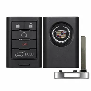 Compact 315 MHz 2010-2015 Cadillac SRX Smart Key Fob, 5B Button All-Seasons Replacement with Battery, FCC# NBG009768T - 22865375