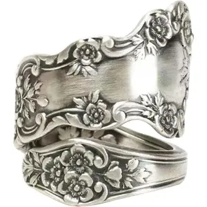 Silver Oxidized Spoon Ring Adjustable Ring Jewelry Gifts for Women