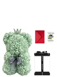Graduation Season Crown Rose Bear Gift Box Set, Perfect Present for Friends and Besties, Elegant Graduation Party Favor