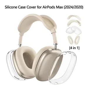 Transparent TPU Three Piece Set for Airpods Max Case Accessories Headphones Ear Pads Scratch Resistant Hearing Aid Case EJBHT07