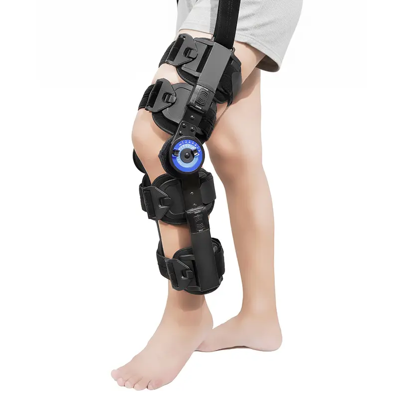 Aulexmed Adjustable ROM Hinged Knee Brace with Angle Control, Shoulder Strap, Quick-Release Buckles, Anti-Slip Straps for Daily Wear, Walking, Braces