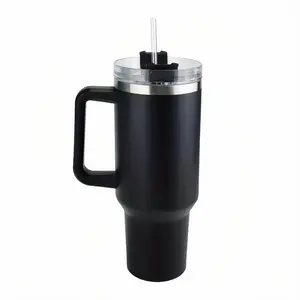 Stainless Steel Straw Cup Insulated Vacuum Bottle with Handle and Straw, Reusable Stainless Steel Straw Cup for Cold Hot Drinks
