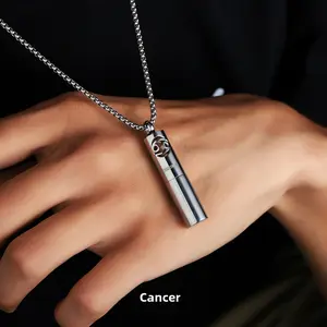 Zodiac Sign Perfume Bottle Necklace Titanium Steel Unique Design Pendant for Men Women Premium Fashion Jewelry Niche Accessory Trending