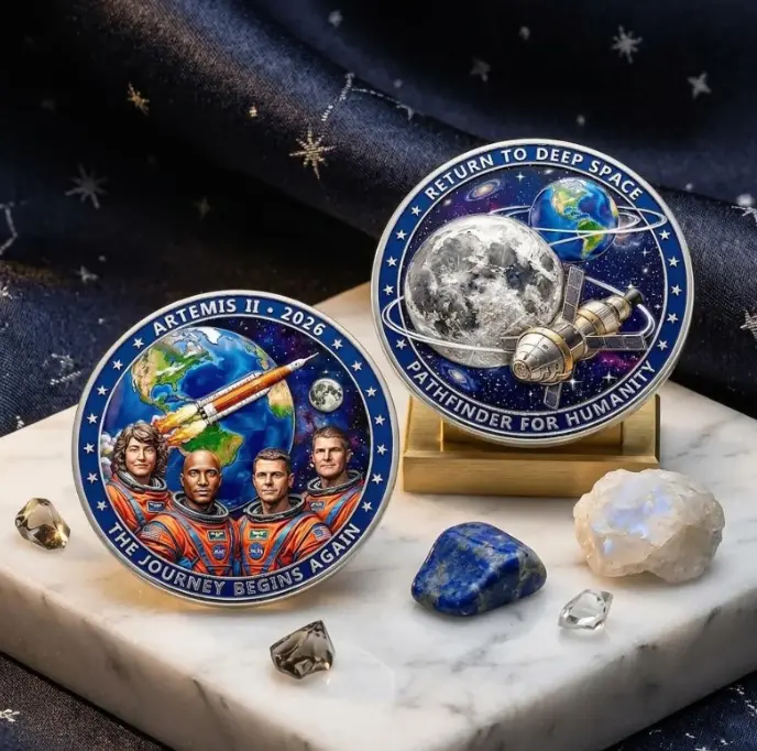 [25% OFF]  2026 Lunar Mission Inspired Challenge Coin, Crewed Moon Exploration Medal, Space Lover Keepsake Gift