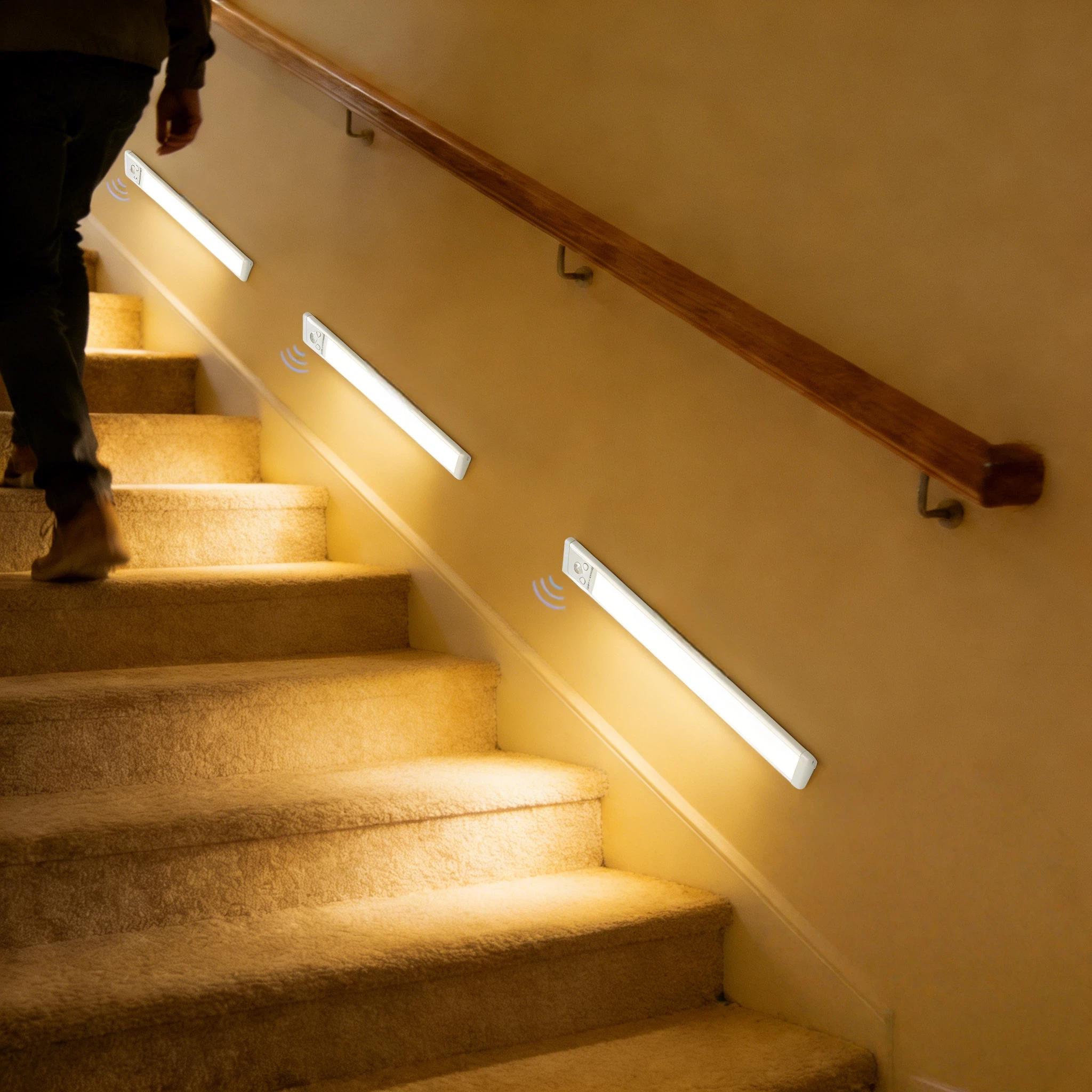 Motion Sensor Under Cabinet Light Rechargeable Wireless LED Closet Light Long Battery Life Stick On Night Lights for Kitchen Wardrobe Stair Hallway Bedroom 3000K Warm White No Flicker No Glare