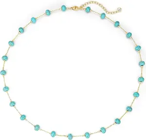 Created Turquoise Necklace for Women Gold-plated Plated Beaded Heart Choker Boho Necklaces Handmade Beach Summer Everyday Western Jewelry Gifts