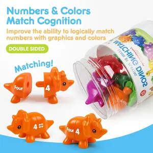 Matching Number Counting Dinosaur Toys with Double-Sided 1 2 3 Number Preschool Learning Sensory Sorting Educational Montessori Toy Sets for Kids Toddler Aged 3+ Years Old
