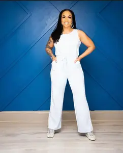 Layla Jumpsuit - White Modal & Polyester Blend, 48% Modal, 7% Elasthanne, Versatile Style for Women - Womenswear