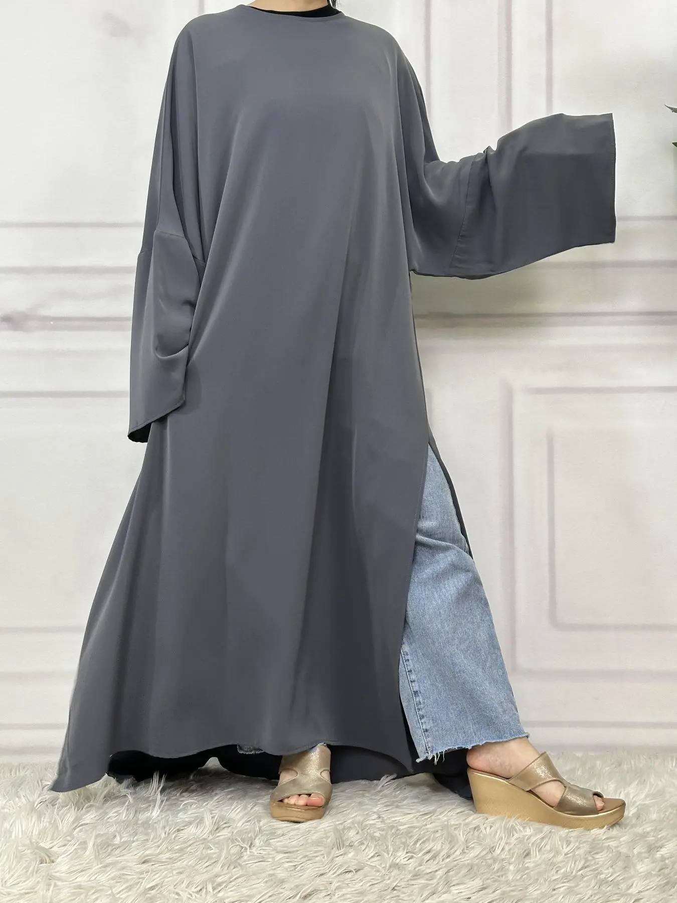 Women's Solid Color Long Sleeve Dress, Modest Casual Dress for Daily Wear, Ladies Islamic Clothing for All Seasons, Modesty Muslim Clothing, Modest Muslim Outfits, Islamic Modesty Clothes, Modest Style