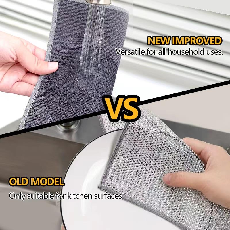 10-Count 2-Sided Scouring Pads Heavy-Duty Non-Scratch Steel Wool Sponges for Kitchen Dual-Textured Dish Scrubber with PVA Microfiber for Pots Pans and Utensils New Upgrade