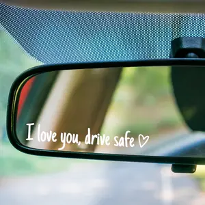 Upgrade 3 Pcs Cute I Love You Drive Safe Mirror Stickers Vinyl Waterproof Car Decals for Women Rearview Mirror Window Windshield Funny Love Sticker Auto Accessories (White)