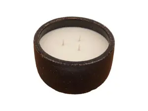 Roundsy Candle Vessel - Handmade Candle - Farmhouse Style - Clay - 6 x 3 Inches - Exclusive Design - Decor & Ornaments