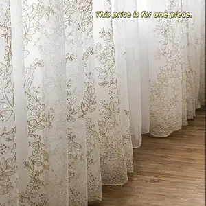 1pc Embroidered Luxury Sheer Curtain, Room Decor Curtain, Suitable for Living Room and Bedroom, European Style Window, Transparent Sheer Fabric, Rod Pocket Design