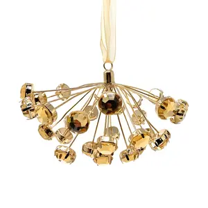 Gold Starburst Ornament with Amber and Crystal Gems