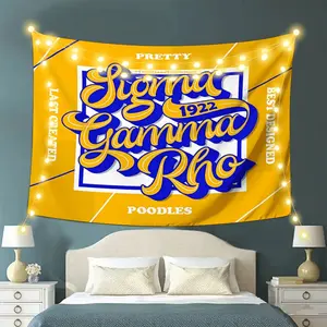 1pcs Sigma Gamma Rho Sorority Inspired Peach Skin Wall Tapestry Elegant Room Decor Banner for Living Room Bedroom Holiday Celebration Gift