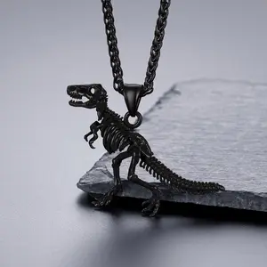 U7 Dinosaur Skeleton Pendant Tyrannosaurus Pendant Necklace with Rope Chain