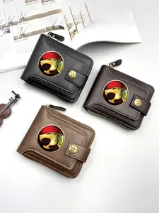 Vintage Black Leather Wallet with Thundercats Logo Print  Durable Zipper Closure  Ideal for Casual and Everyday Use  Perfect Gift for Men and Teens  Suitable for Birthday  Christmas  Father's Day  and Holiday Presents Durable Fashion Wallet