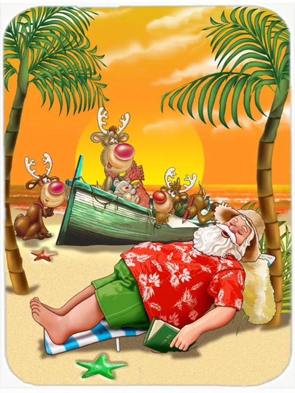 212 MAIN Large Tempered Glass Cutting Board - Heatproof Kitchenware for Knives, Adorned with Beautiful Artwork of Colorful Beaches and Christmas Santas