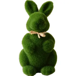 Handmade Moss Rabbit Decor, Artificial Turf Grass Easter Bunny Ornament for Home, Office - Festive & Party Home Supply
