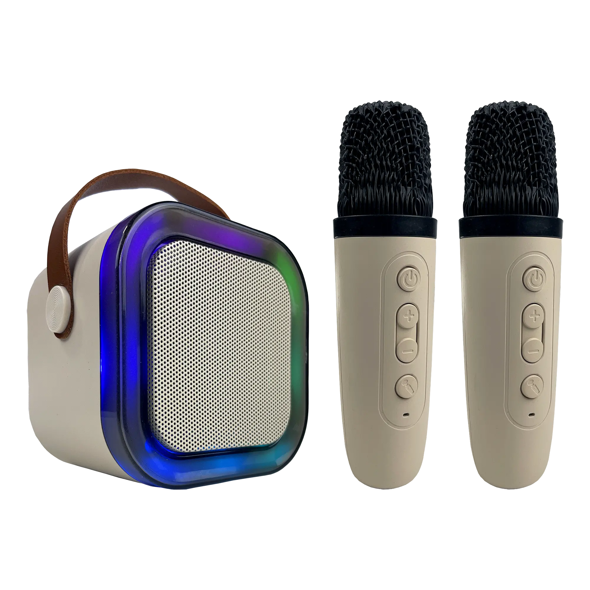 K-12 White Portable Bluetooth Karaoke Machine with 2 Wireless Microphones