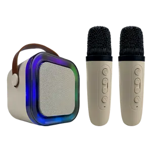 K-12 White Portable Bluetooth Karaoke Machine with 2 Wireless Microphones