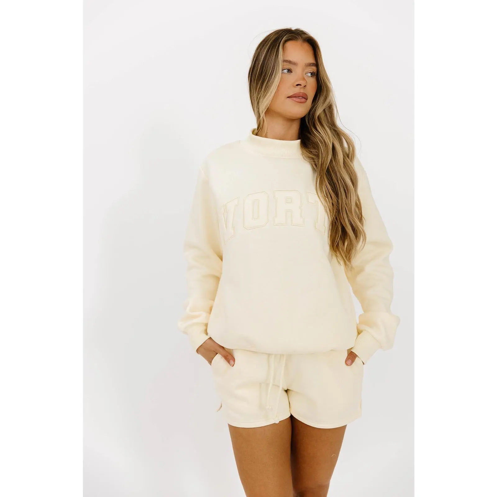 Basic Blank Sweat Shorts in Toasted Cream *Final Sale*
