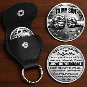 Personalized To My Son Pocket Hug, Fathers Day Gift From Dad, Encouragement Gift Son, You Are Stronger Than You Think Keepsake