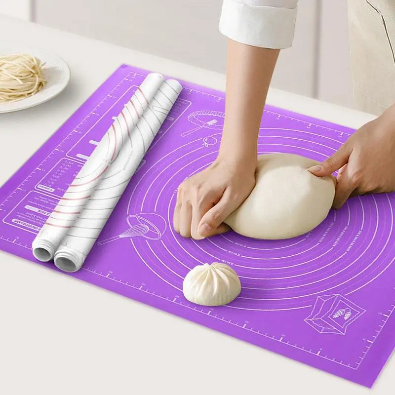 Silicone Food Baking Mat with Scale, Non-slip Baking Pad, Kitchen Baking Mat, Baking Accessories for Home Kitchen, Easy To Clean