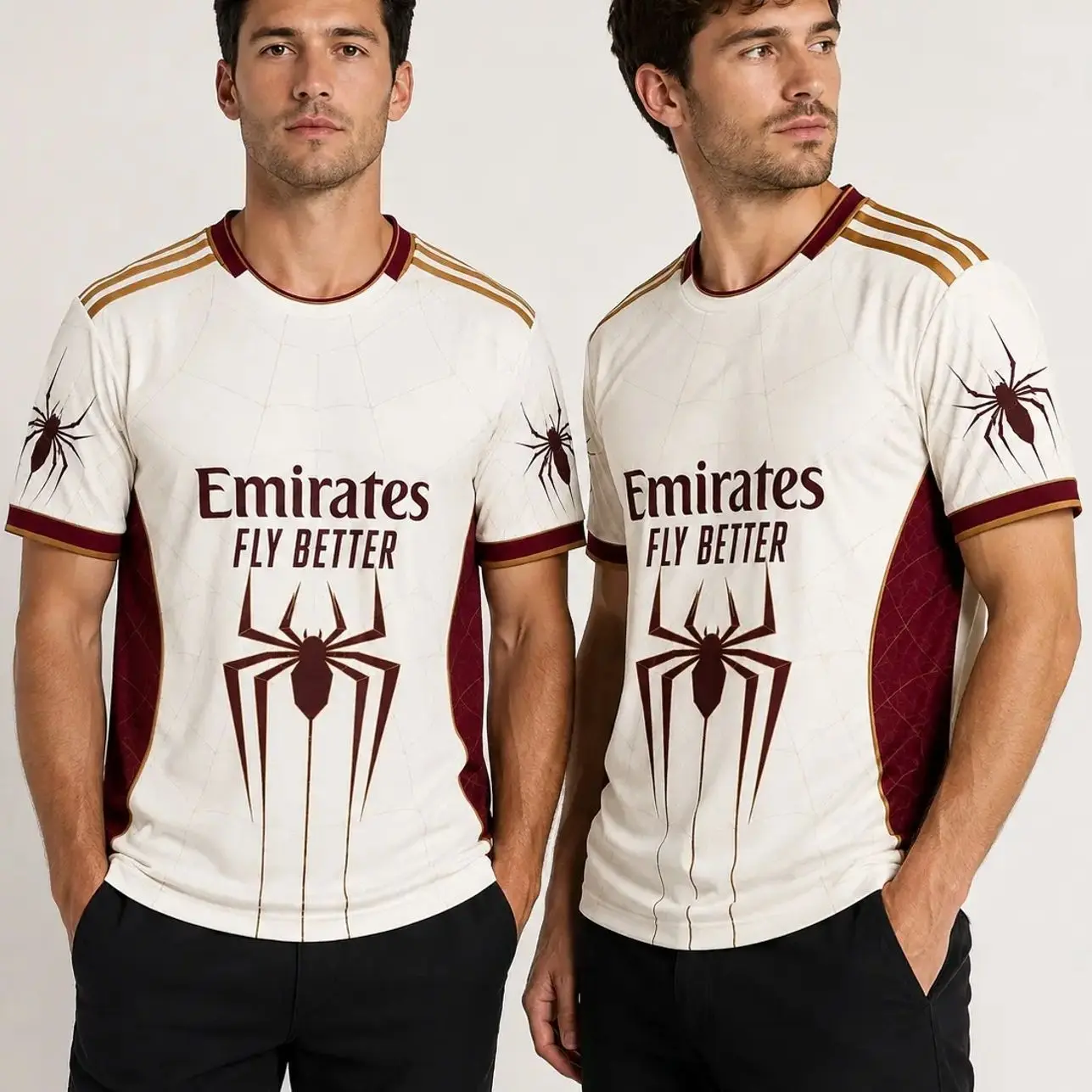 Cream & Maroon Spider Web Soccer Jersey – Unisex Short Sleeve Graphic Football Shirt, Breathable Game Day Fan Top, Athletic Streetwear Jersey UD
